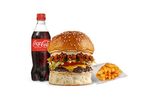 Halz MENU (1 Halz Burger + 1 Fries + 1 Coca-Cola or 1 Lemonade)