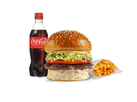 Fryday MENU (1 Fryday burger + 1 Fries + 1 Coca-Cola or 1 Lemonade)